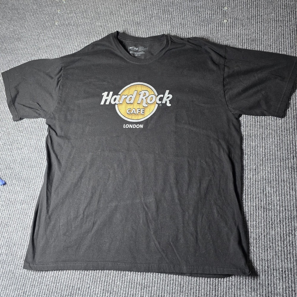 Hard Rock Cafe Shirt Mens 2XL Black London Cotton Short Sleeve Logo